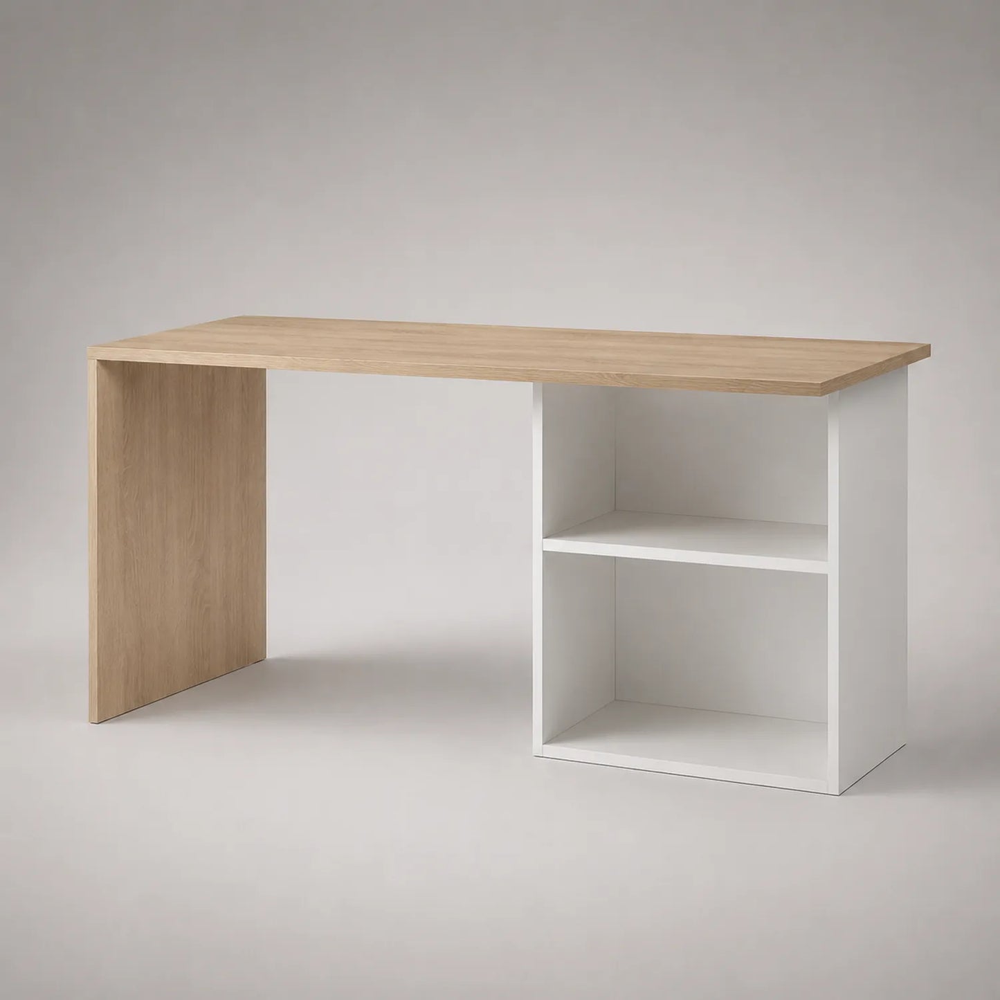 Eckschreibtisch mit Regal Holzfaserplatten Eiche/Weiß 120x60x75 cm