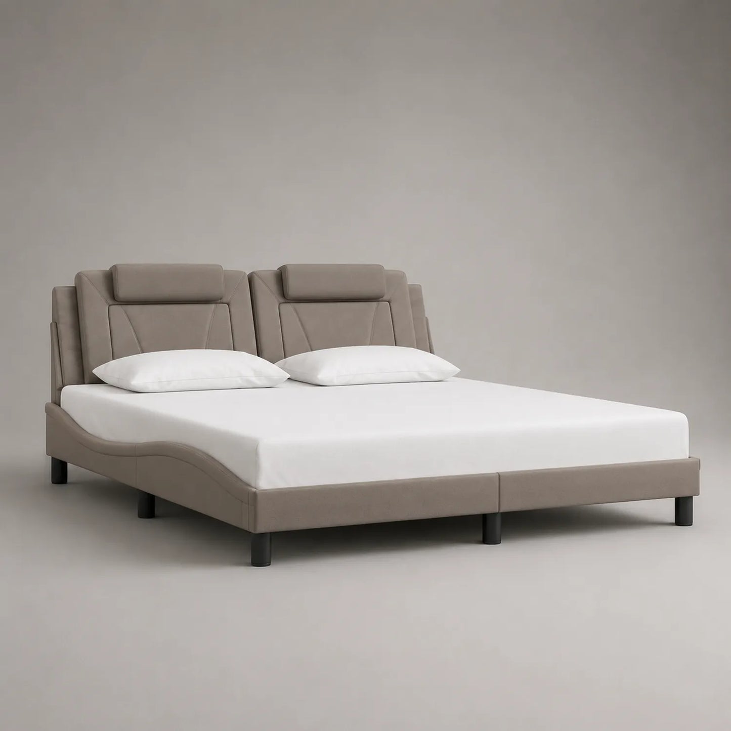 Doppelbett aus PU-Leder 180x200cm Beige