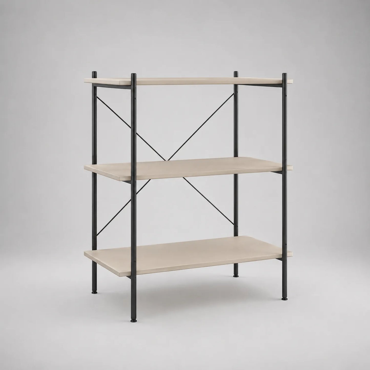 Holzregal mit Metallrahmen 80x40x120cm Beige/Schwarz