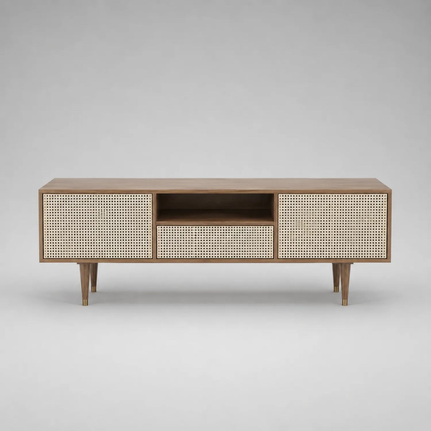 Eichenholz TV-Möbel mit Rattanfronten 150x40x50cm