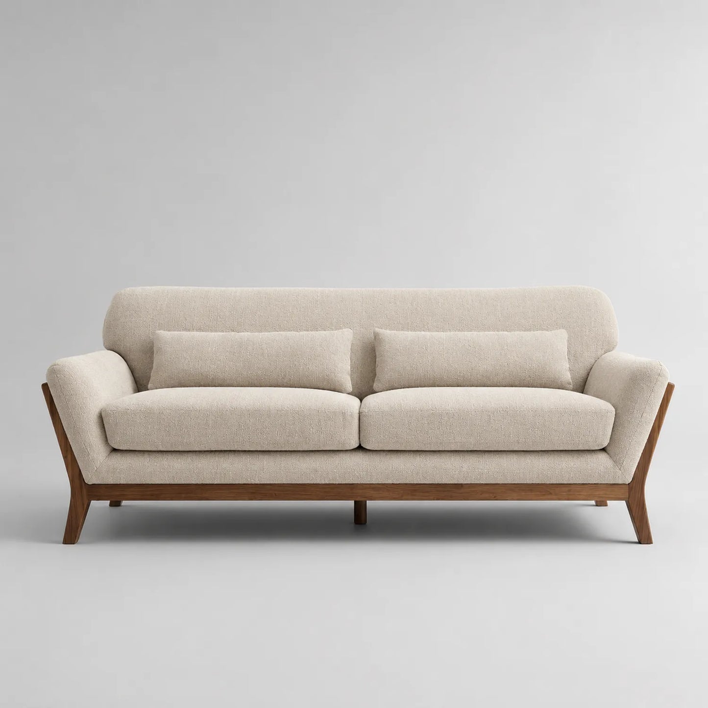 3-Sitzer Sofa Beige Polyester Eichenholz