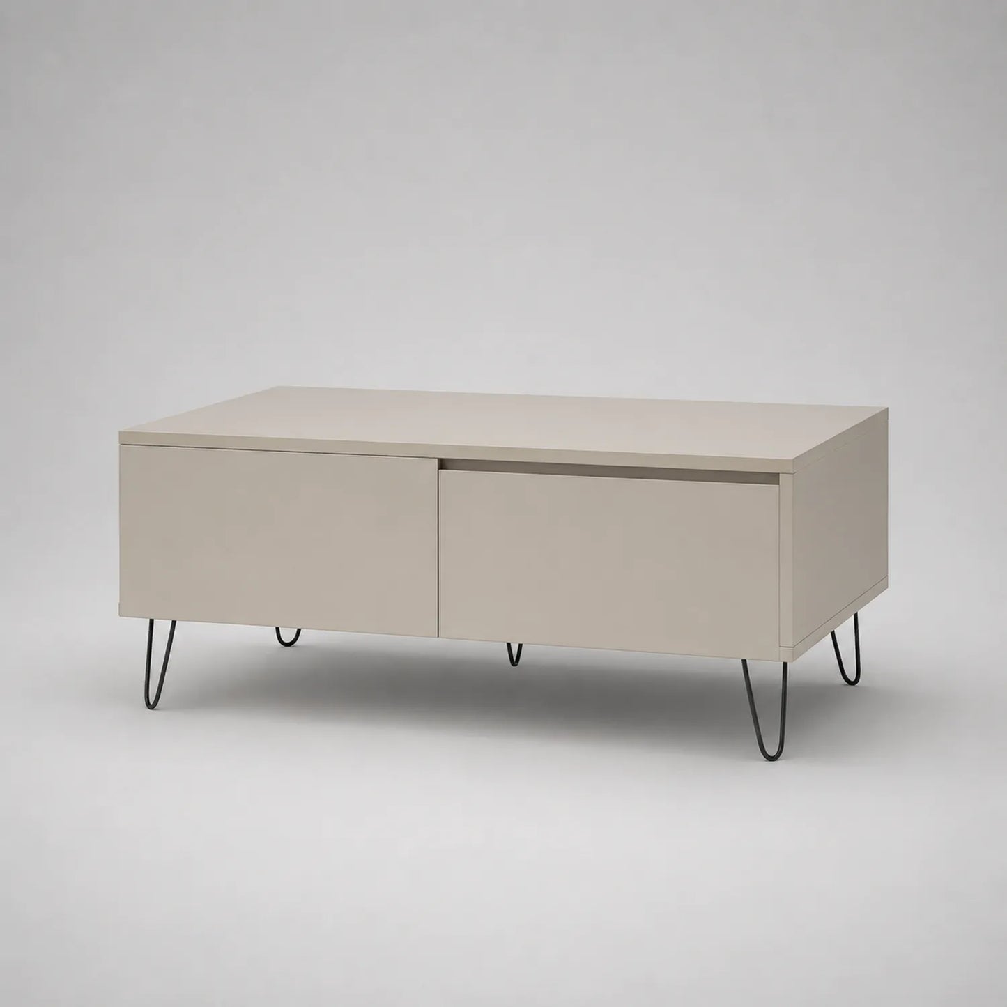 Beiger Couchtisch Holzwerkstoff mit Stahlbeinen 100x50x40cm