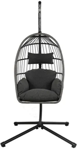 Hängesessel mit Gestell Greemotion Hängesessel Indoor/Outdoor Matera mit Gestell schwarz/grau inkl. Kissen, mit Stahl-Gestell