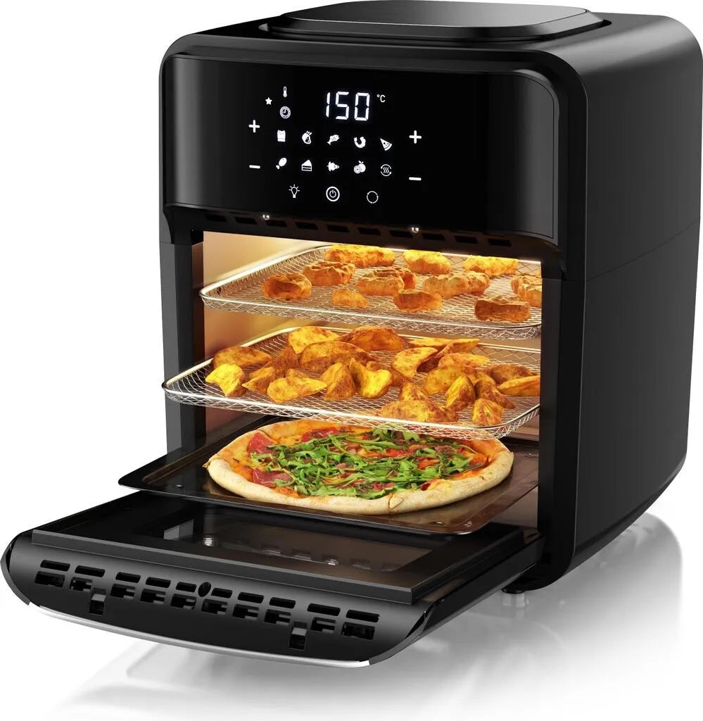 Arendo 3in1 Heissluftfritteuse 12L 1800W schwarz, 12 l Fassungsvermögen, 32 cm breit