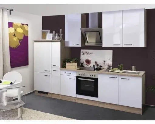 Miniküche mit Elektrogerät Flex-Well Singleküche Valero 300 cm, weiss