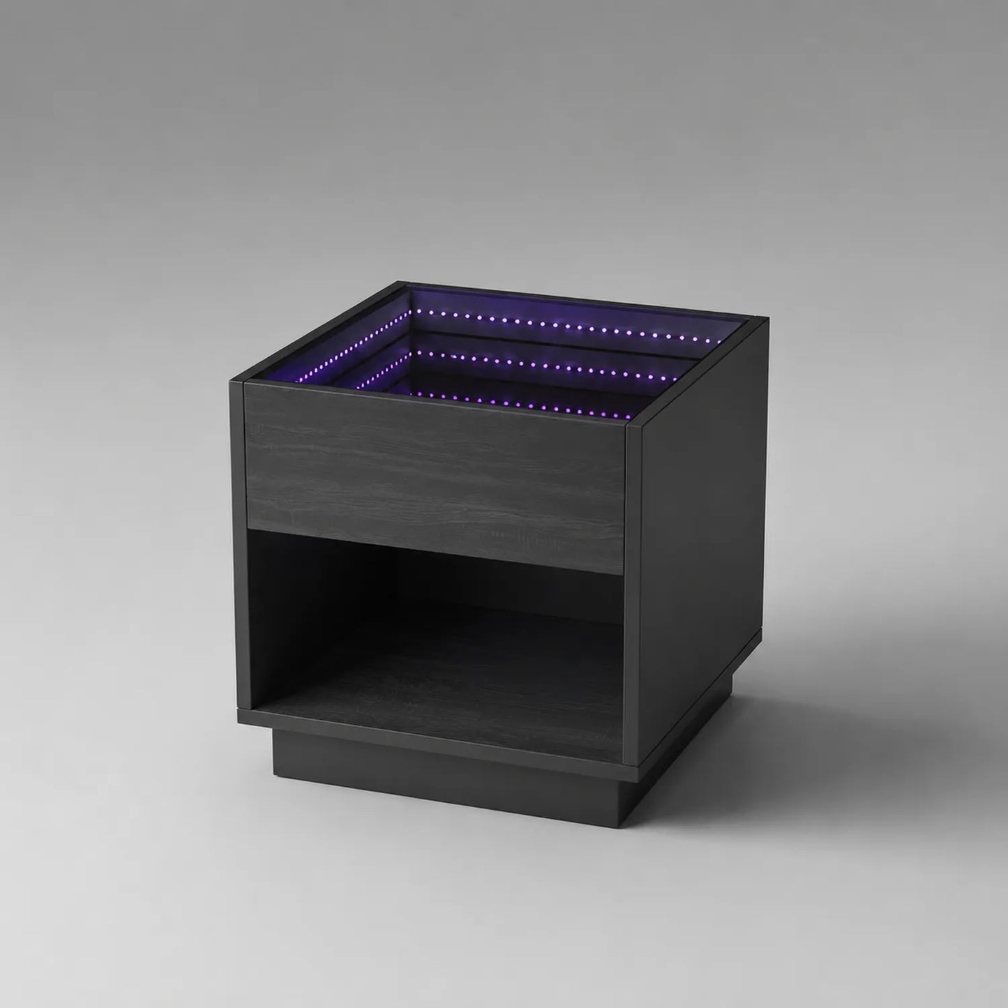 Beistelltisch aus Holzwerkstoff mit LED-Leuchten, Schwarz