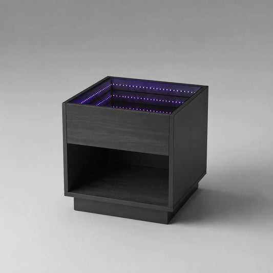 Beistelltisch aus Holzwerkstoff mit LED-Leuchten, Schwarz