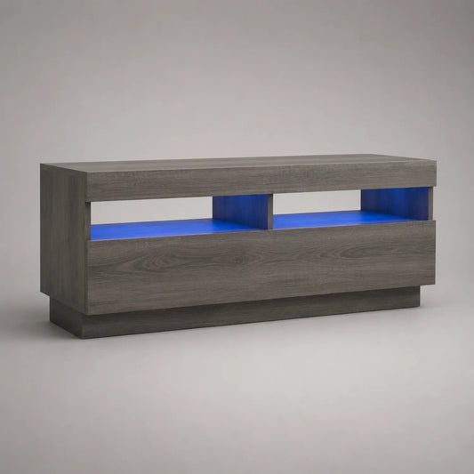 Lowboard mit LED-Beleuchtung Holzoptik Grau 120cm