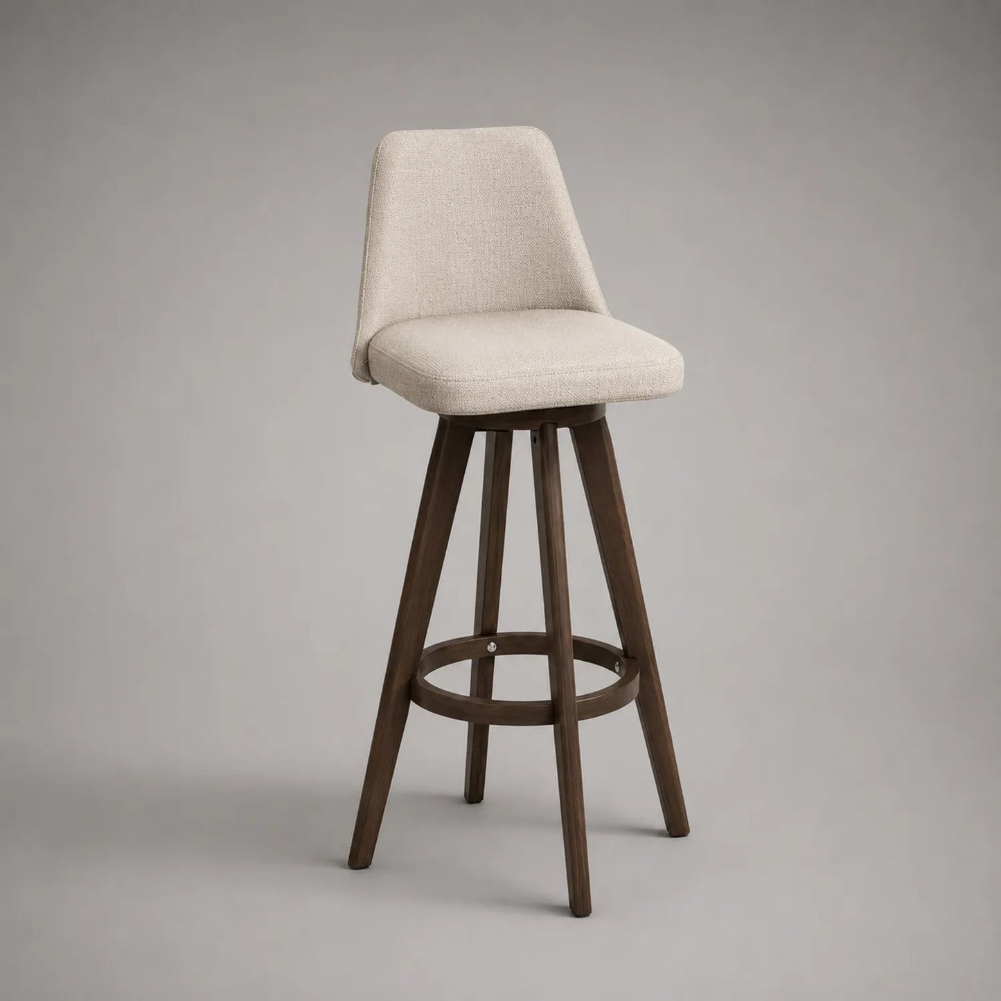 Barhocker mit Stoffbezug und Massivholz, Beige/Braun