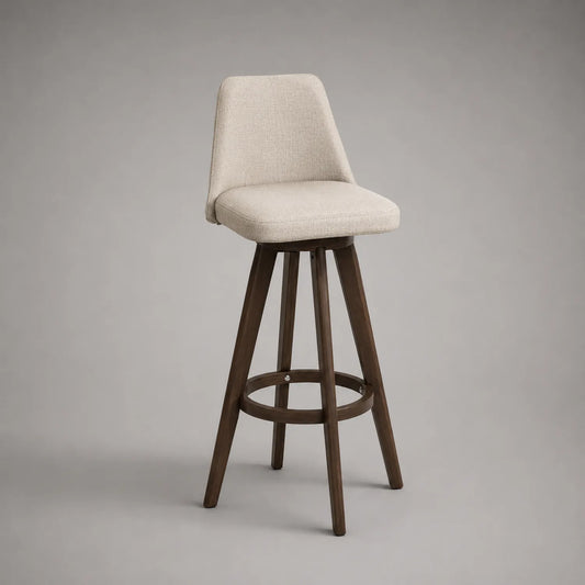 Barhocker mit Stoffbezug und Massivholz, Beige/Braun