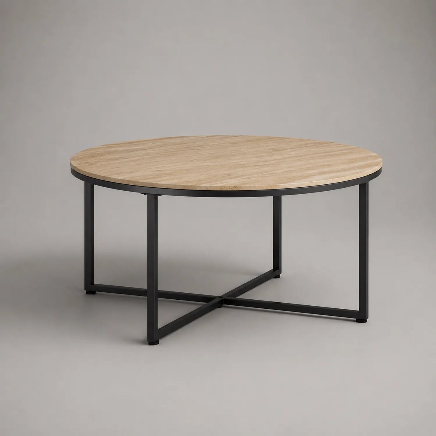 Runder Couchtisch Holz Metall 75cm