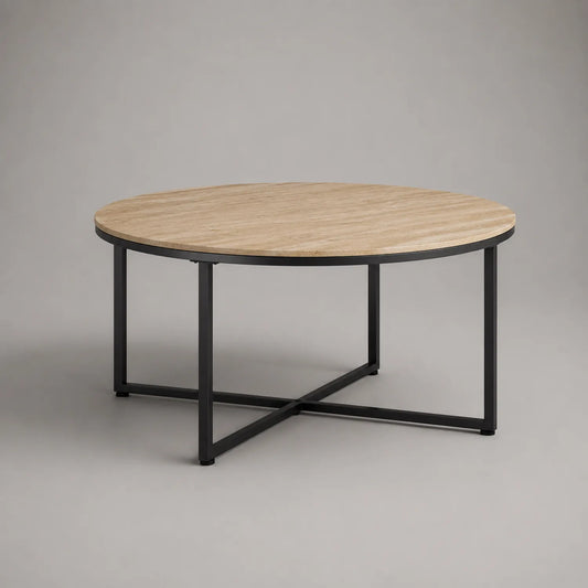 Runder Couchtisch Holz Metall 75cm