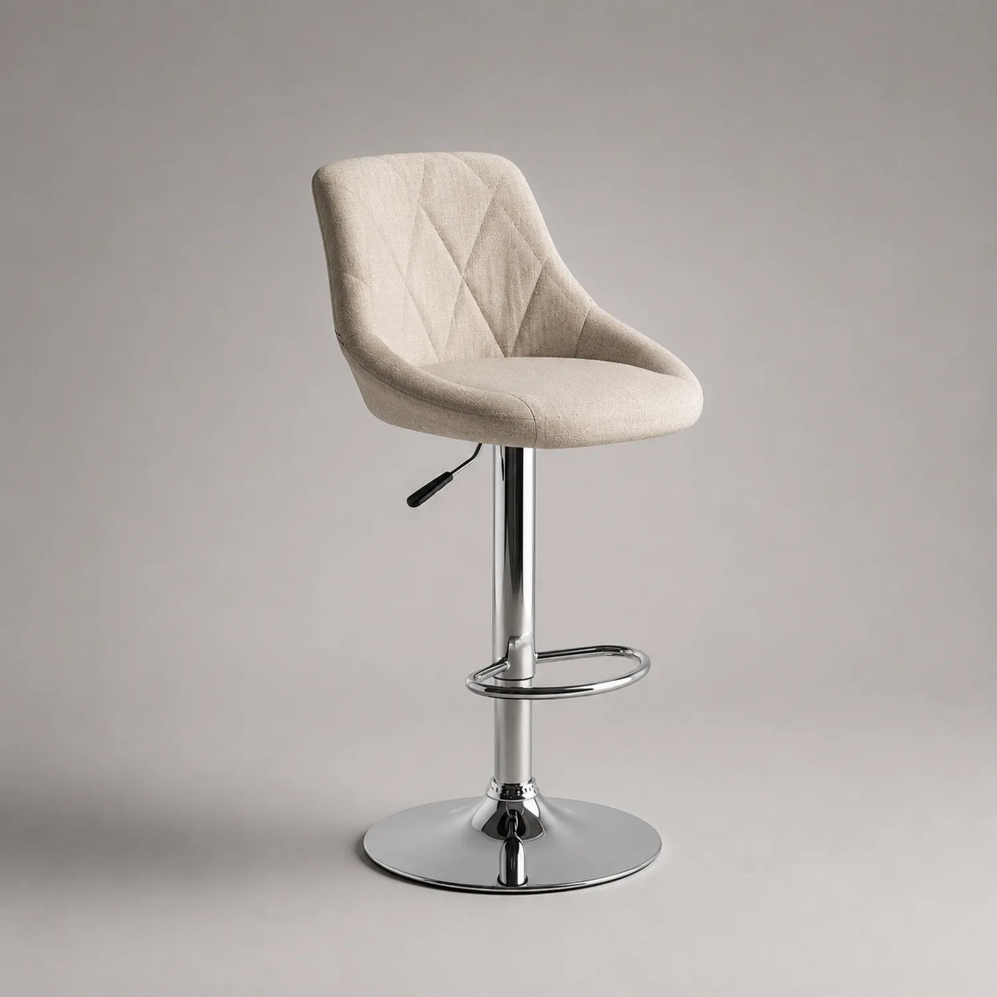 Verstellbarer Barhocker aus Polyestergewebe Beige mit Chromfuß