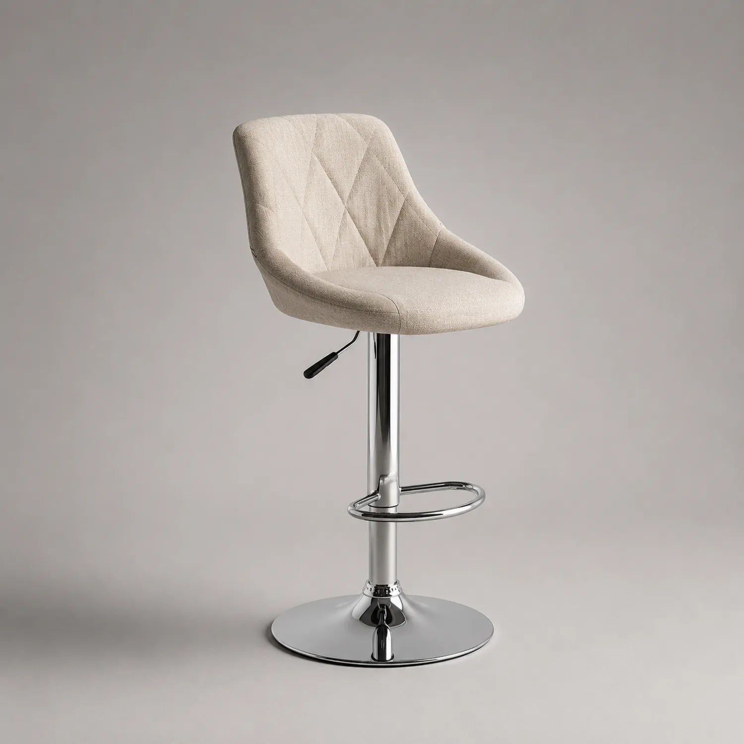 Verstellbarer Barhocker aus Polyestergewebe Beige mit Chromfuß