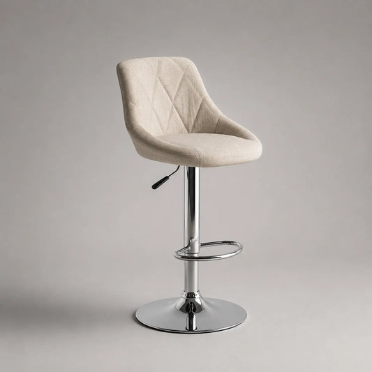 Verstellbarer Barhocker aus Polyestergewebe Beige mit Chromfuß