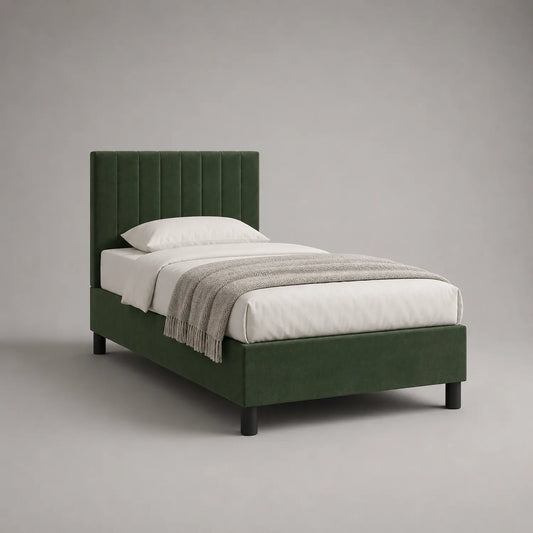 Einzelbett Samtbezug Grün 200x100 cm