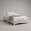 Einzelbett mit Stoffbezug und Holzbeinen 200x90 cm