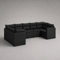 Rattan Ecksofa Set aus Polyrattan mit Kissen Schwarz 250x180cm