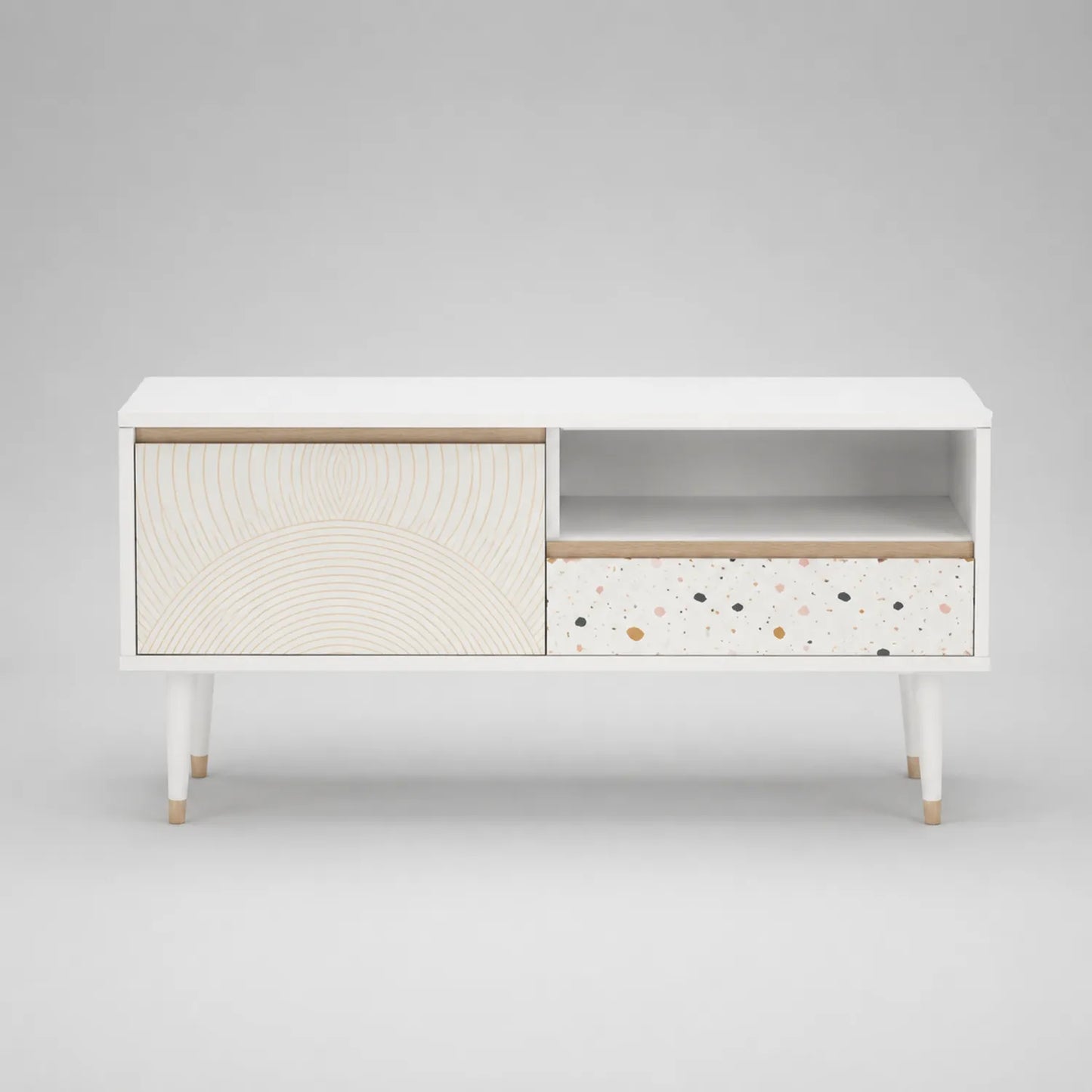 TV-Möbel aus MDF mit Schiebetür und Schublade, 120x40x55 cm