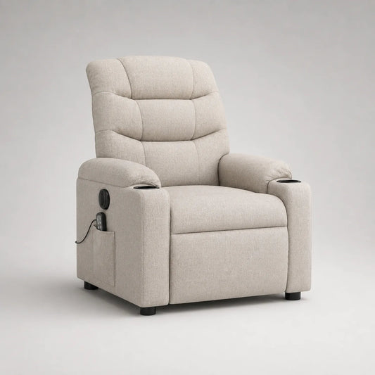 Verstellbarer Stoff-Sessel Beige mit elektrischer Funktion