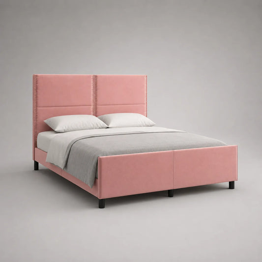 Polsterbett 180x200 cm Rosa Samt mit Kopfteil