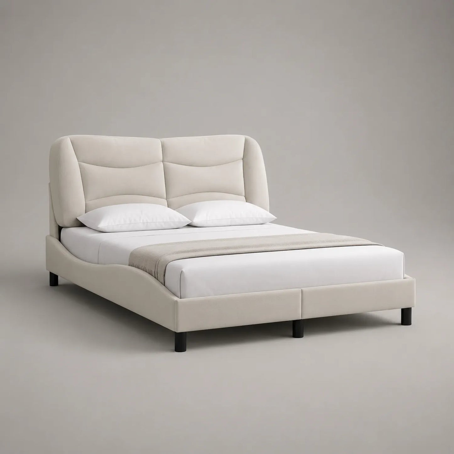 Polsterbett 180x200 cm Stoff Holz Beige