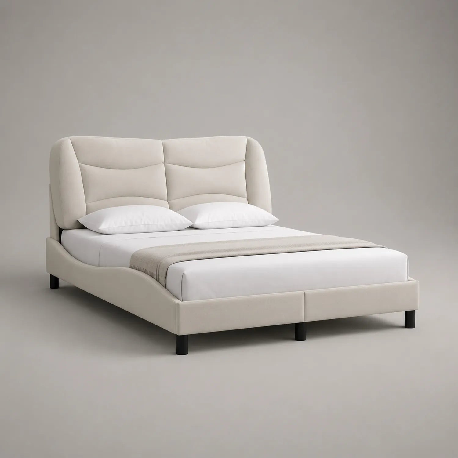 Polsterbett 180x200 cm Stoff Holz Beige