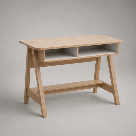 Schreibtisch aus Eichenholz und MDF mit Ablagefächern