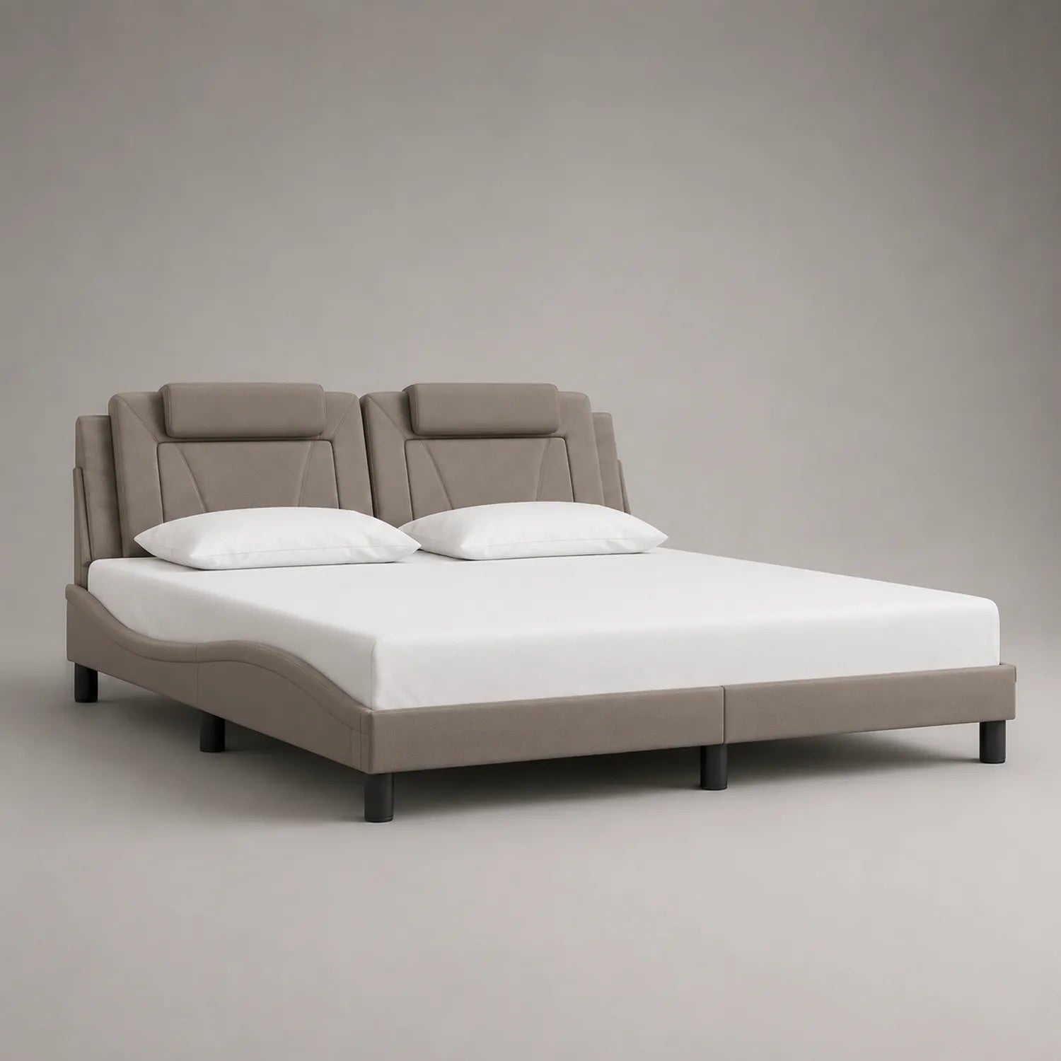 Doppelbett aus PU-Leder 180x200cm Beige