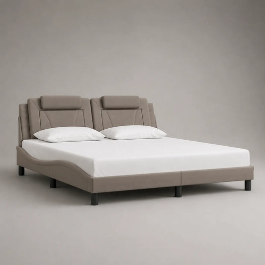 Doppelbett aus PU-Leder 180x200cm Beige