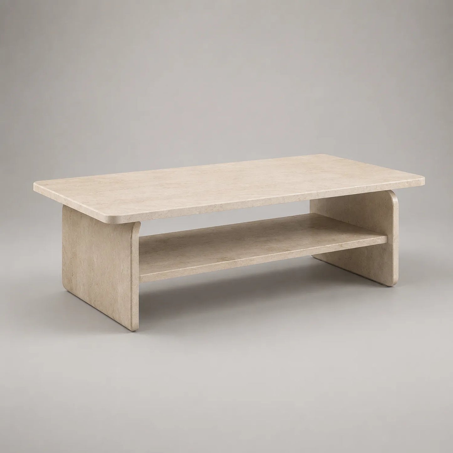 Rechteckiger Tisch aus beigem Travertin 120x60x45 cm