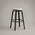 Barhocker aus Stahlrahmen Schwarz mit Polyesterstoff Sitz Beige
