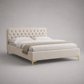 Polsterbett mit Kopfteil Stoff Beige 200x160 cm