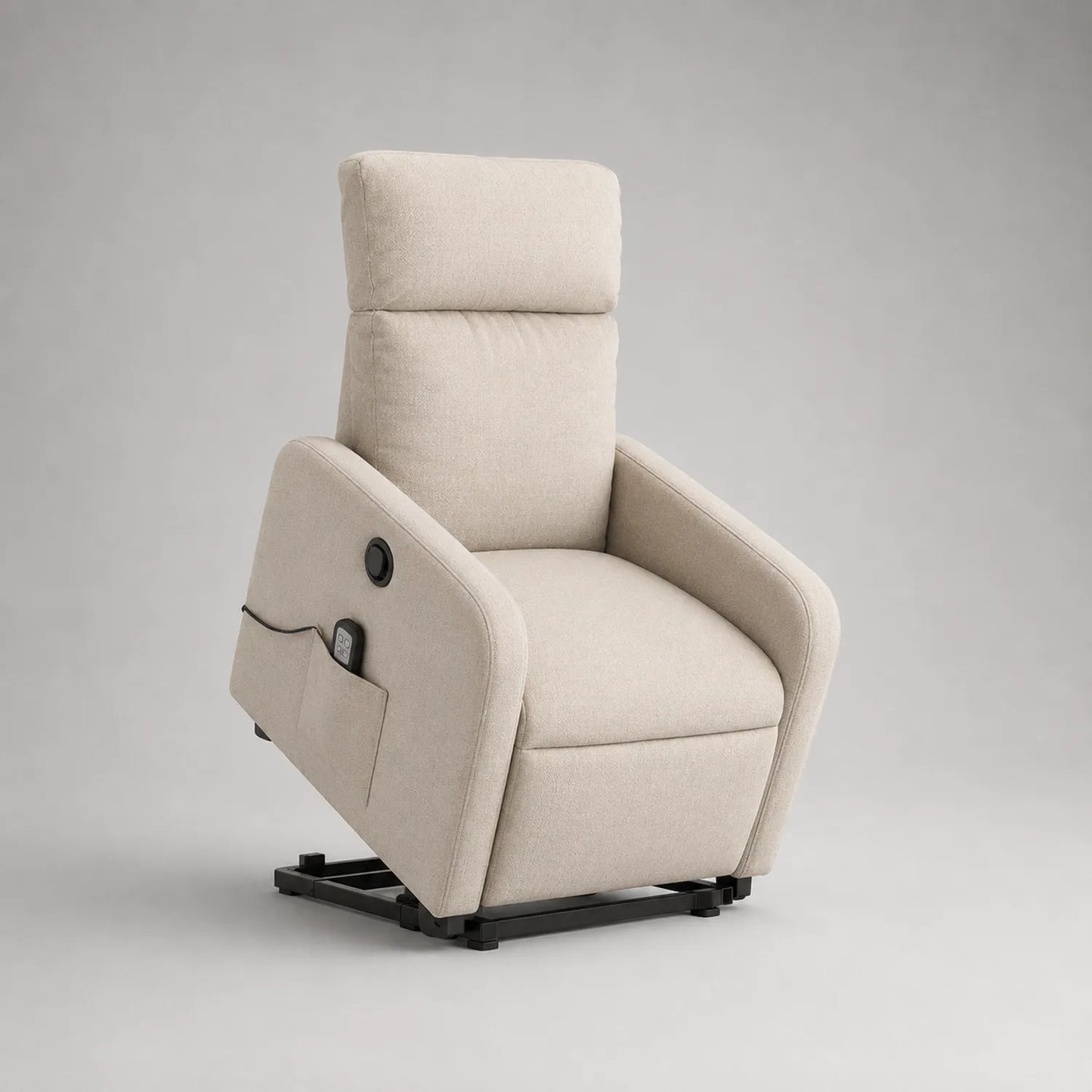 Elektrischer Aufstehsessel Stoff Metall Beige