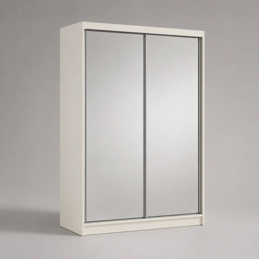 Schiebetürenschrank mit Spiegelglas Weiß 200x60x220 cm