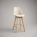 Barhocker mit Eichenbeinen und Polypropylenschale Creme 102cm
