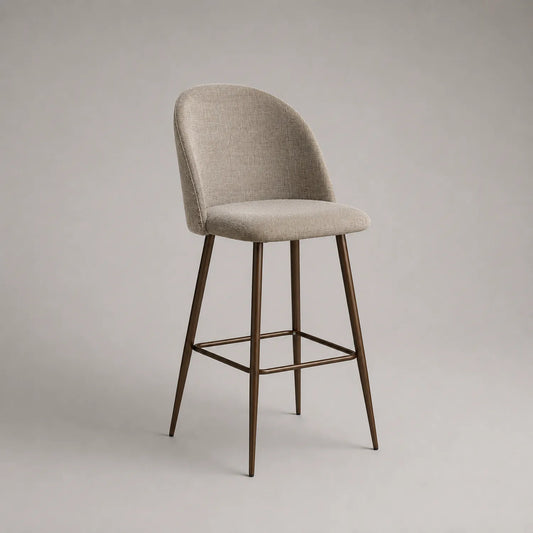 Barhocker mit Stoffbezug und Metallgestell, Beige, 105 cm