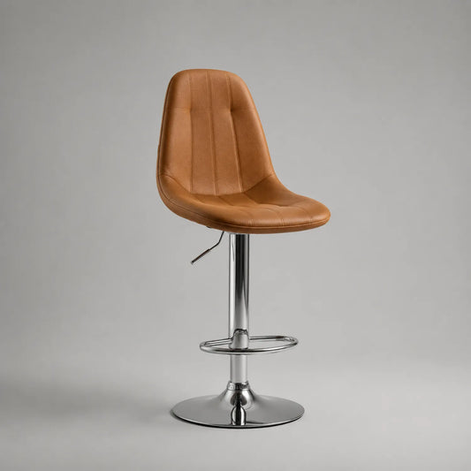 Barhocker aus PU-Leder Braun mit Chromfuß