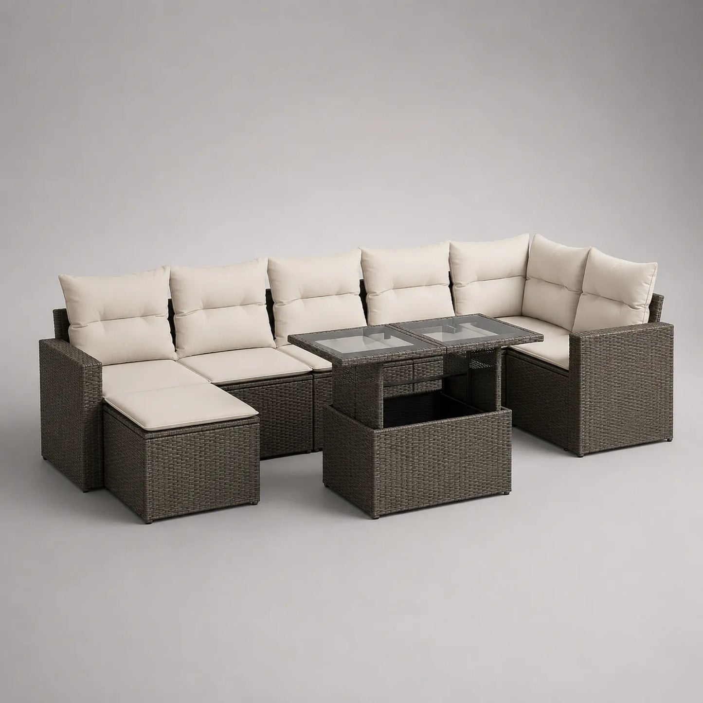 Polyrattan Outdoor Lounge-Set mit Kissen, inklusive Sofa und Tisch