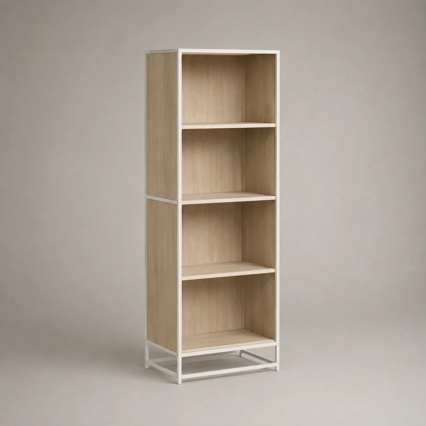 Holz Bücherregal mit Metallrahmen, 4 Regalböden, 180cm