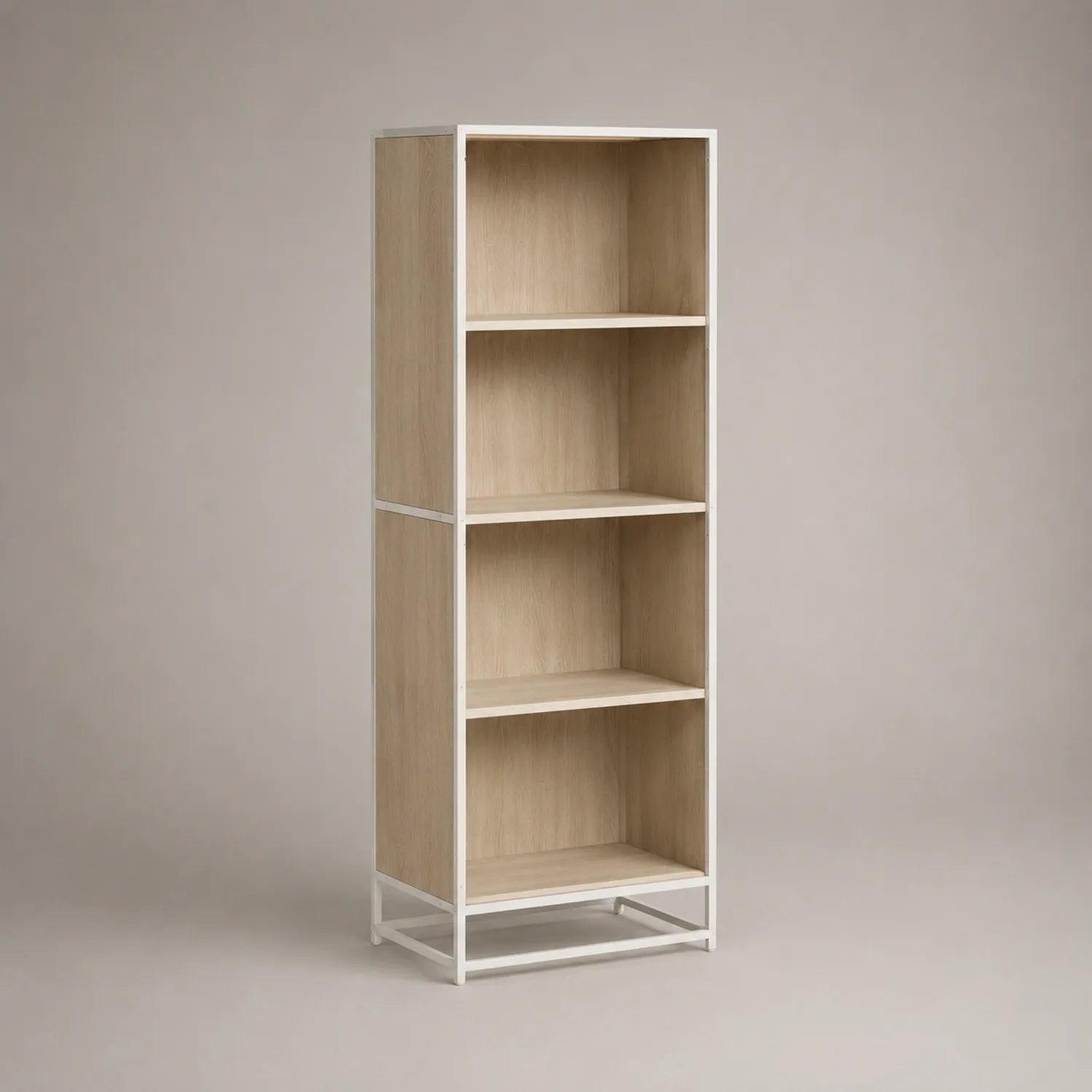 Holz Bücherregal mit Metallrahmen, 4 Regalböden, 180cm
