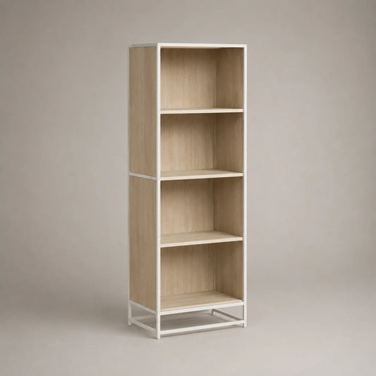 Holz Bücherregal mit Metallrahmen, 4 Regalböden, 180cm