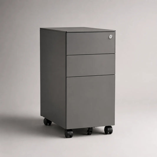 Metall Rollcontainer mit 3 Schubladen Anthrazit 60cm hoch