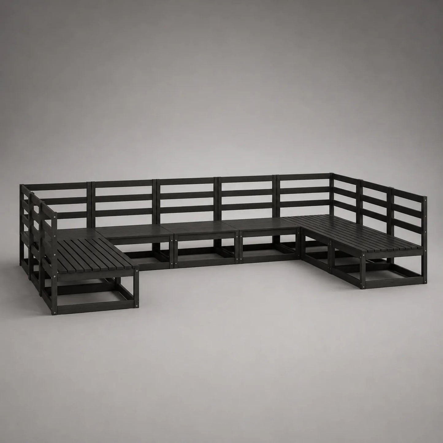 Outdoor Ecksofa Set Metall Schwarz L-form