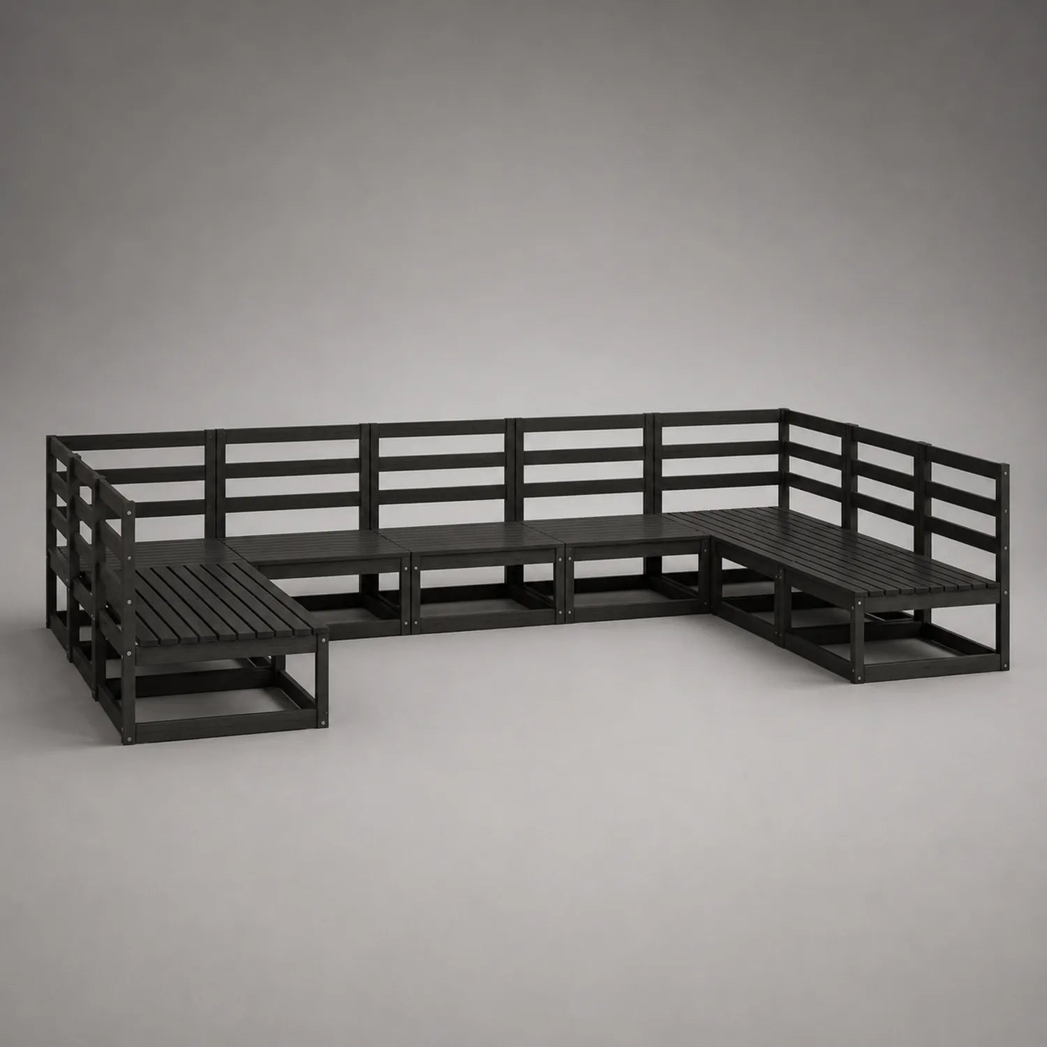 Outdoor Ecksofa Set Metall Schwarz L-form