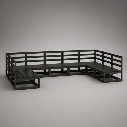 Outdoor Ecksofa Set Metall Schwarz L-form