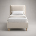 Einzelbett Polster Beige Holzrahmen 210 x 100 x 110 cm