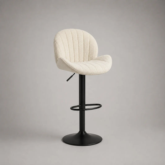 Barhocker mit Drehfunktion Beige Bouclé-Stoff Metall höhenverstellbar