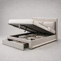 Stoffbett mit Stauraum und Hebefunktion Beige 200x160 cm