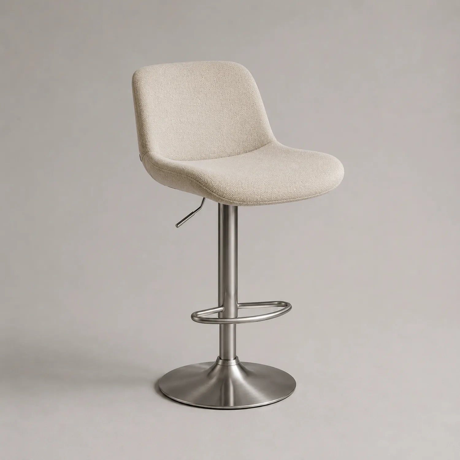 Höhenverstellbarer Barhocker aus Stoff Beige Edelstahl